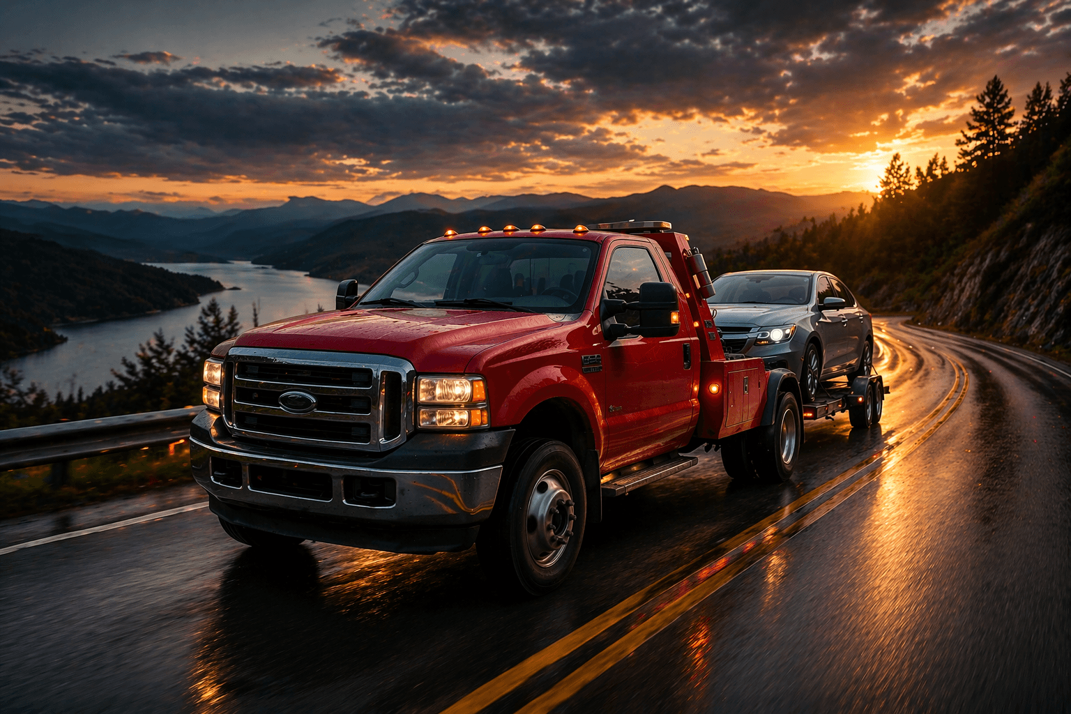 Tow truck on the road